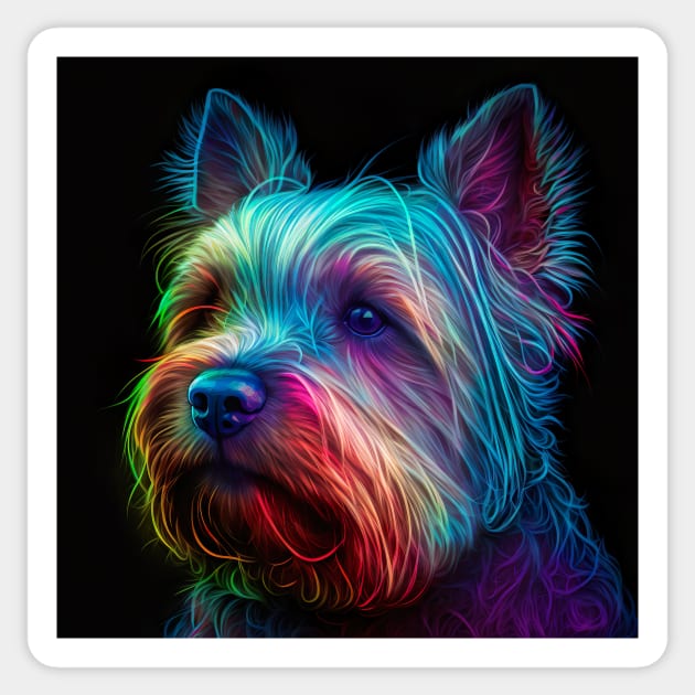Neon Yorkshire - a Furr-fect valentine gift for your dog-loving pet lover Sticker by UmagineArts